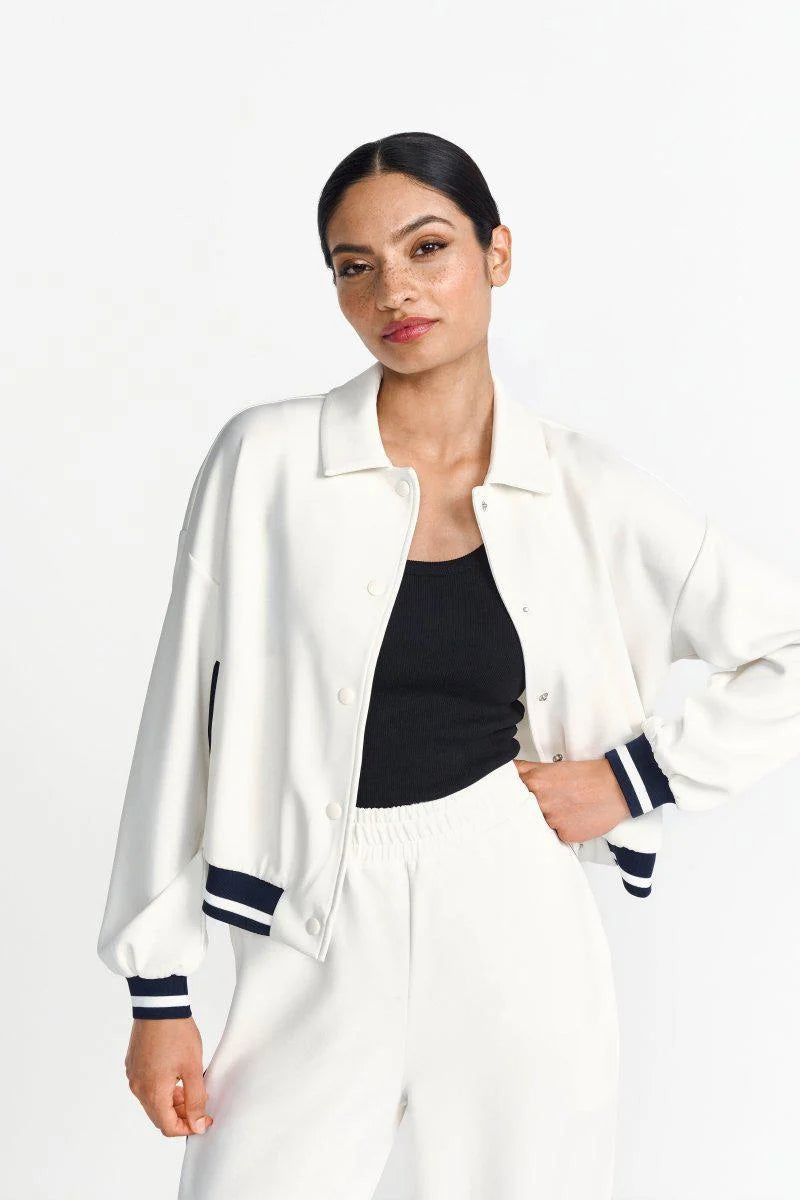 Rich & Royal - Peached Navy Trim Bomber Jacket