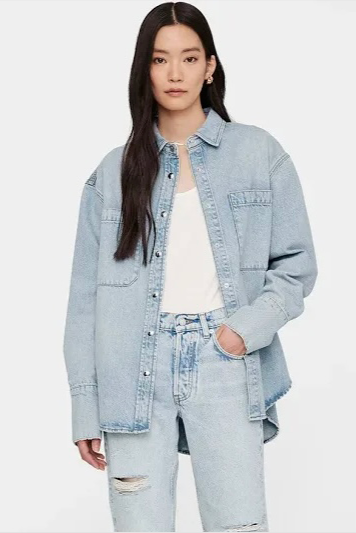 Anine Bing - Dante Denim Bleached Blue Shirt