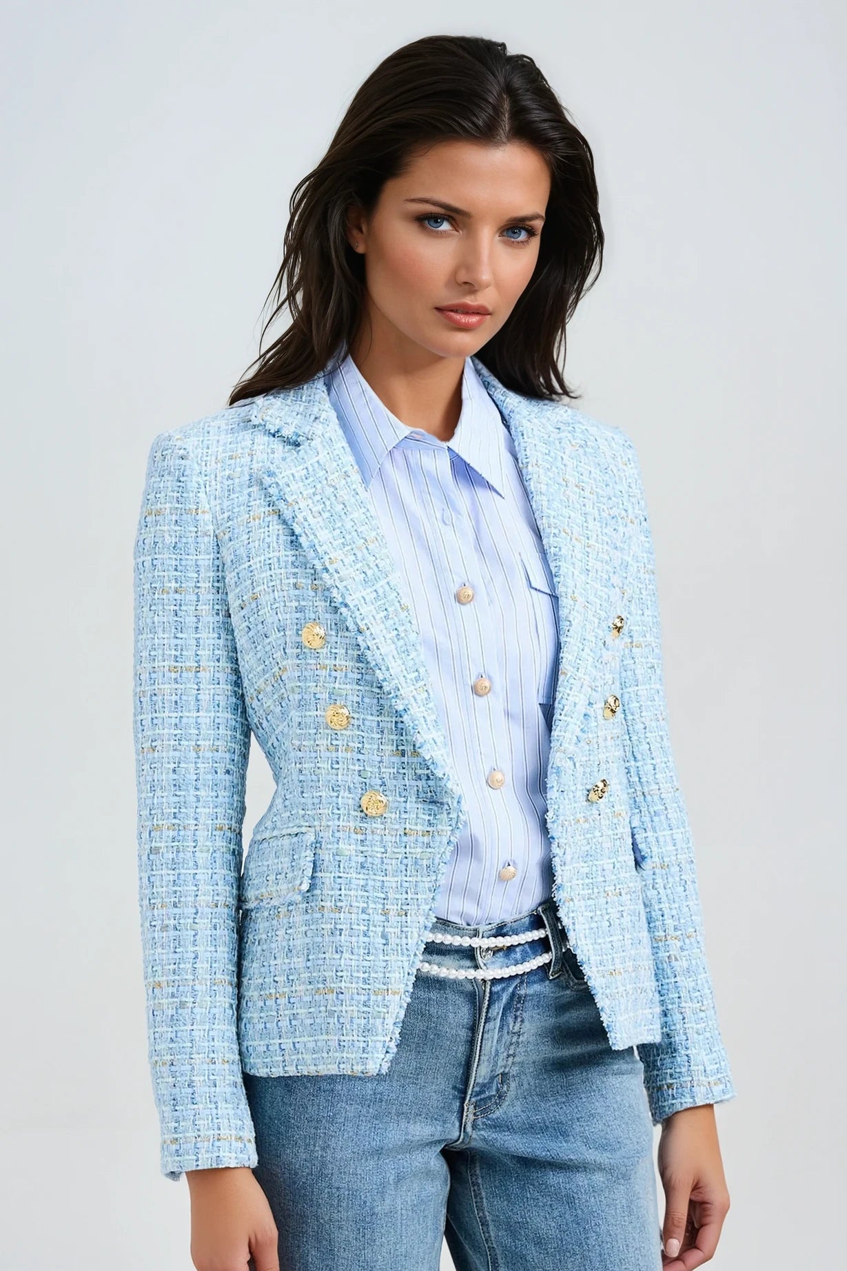 Generation Love - Eliza Tweed Sky Blue Blazer