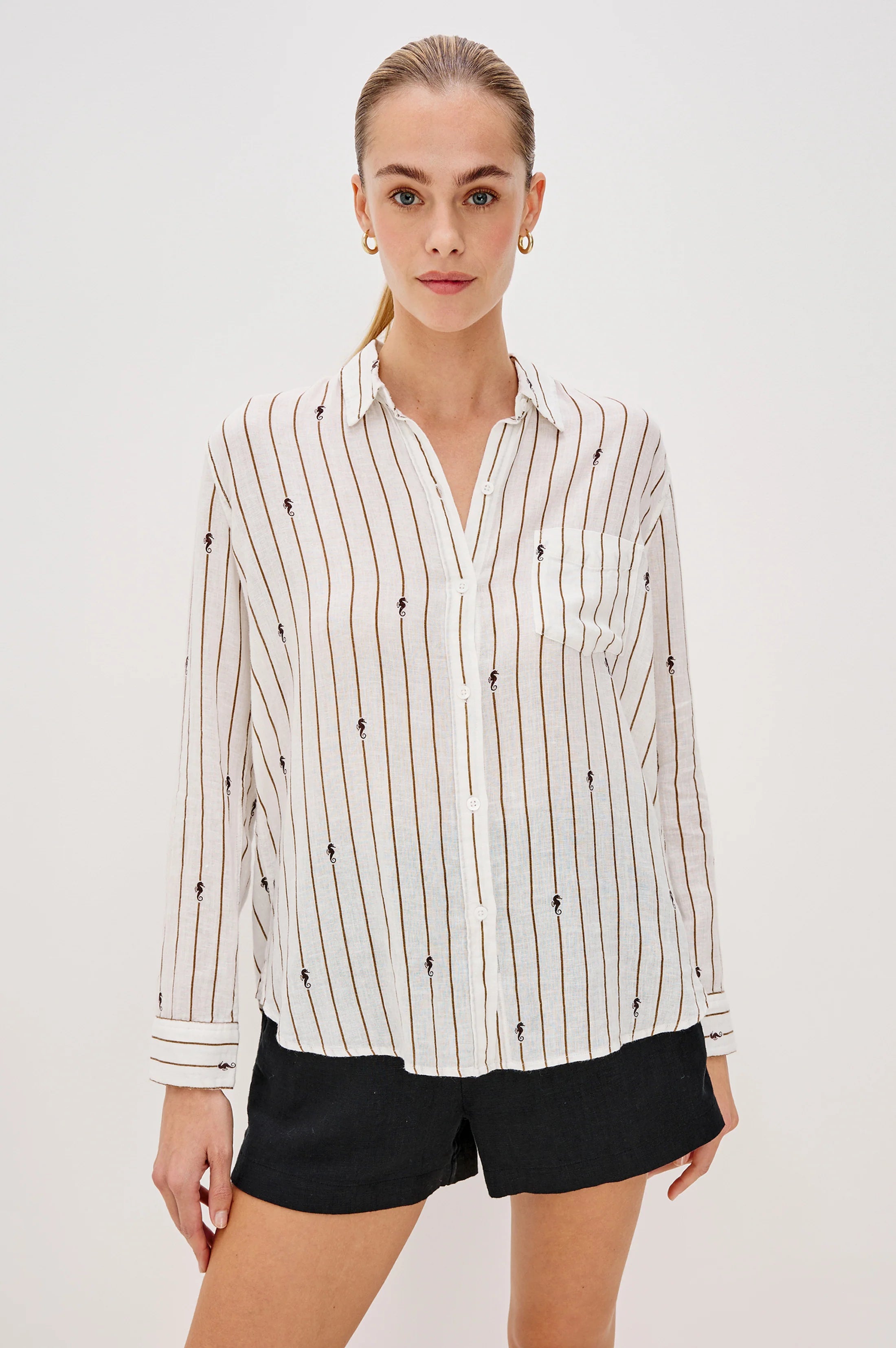 Rails - Charli Striped Seahorses Shirt