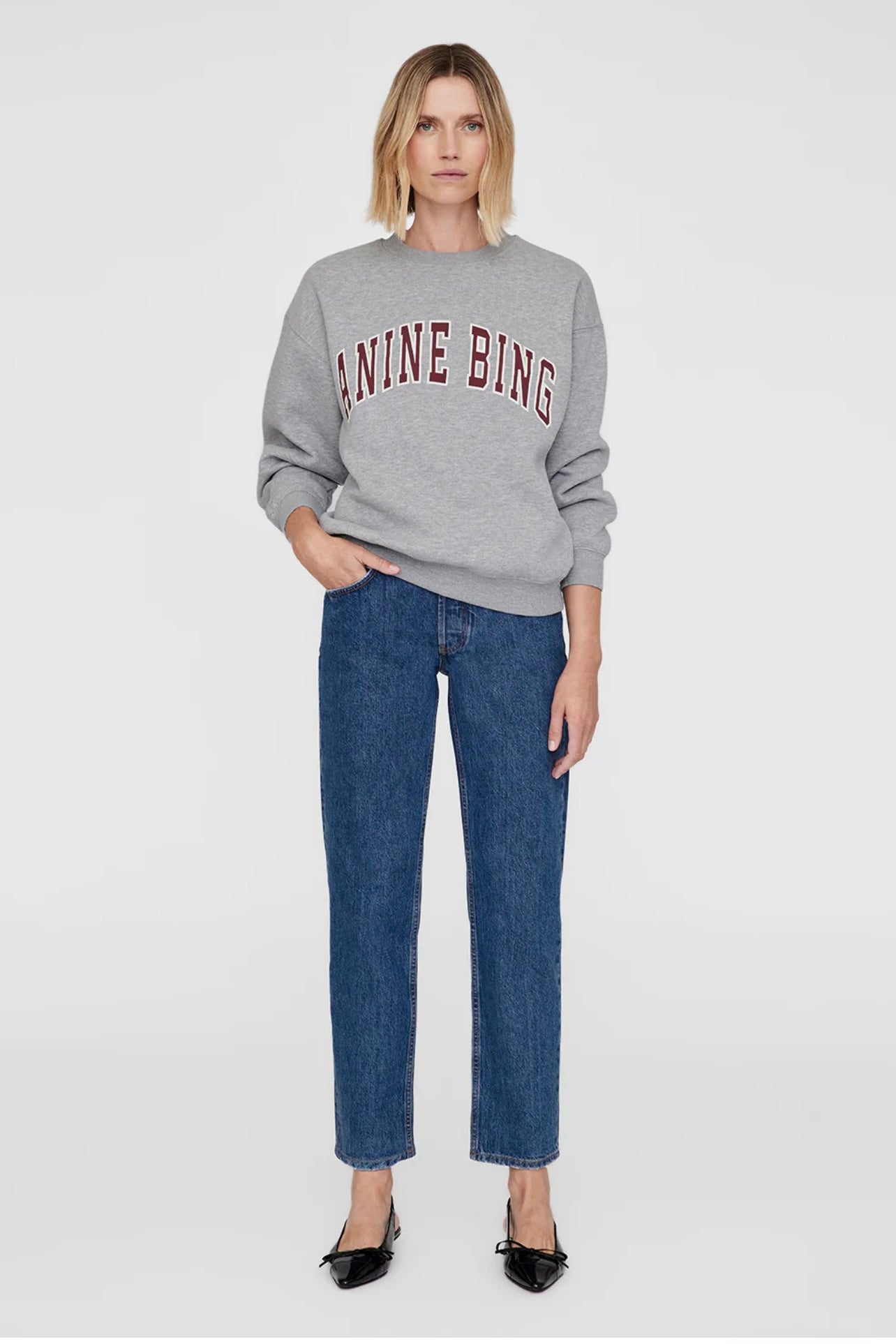 Anine Bing - Spencer Heather Grey/Burgundy Sweat