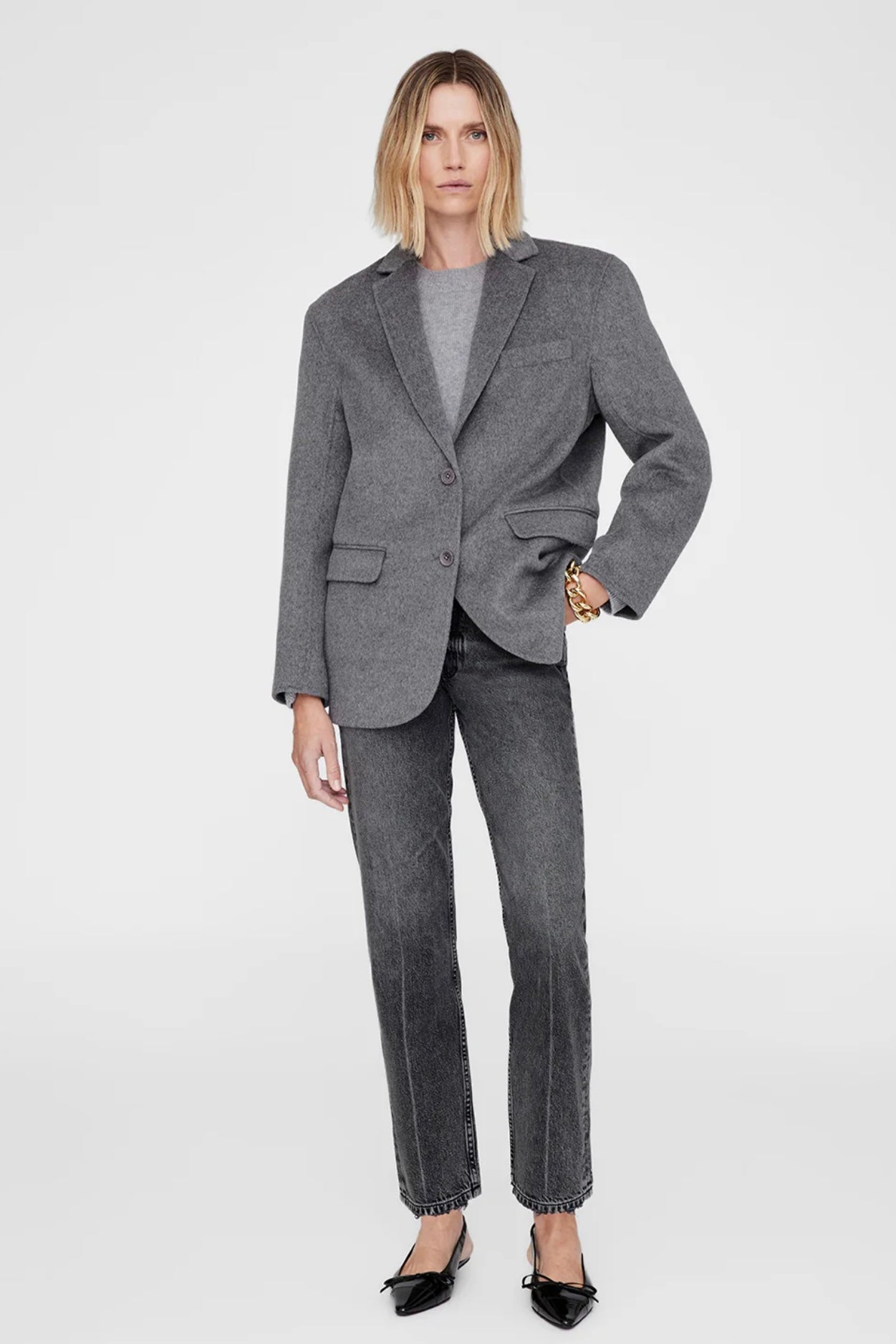 Anine Bing - Quinn Heather Grey Cashmere Blazer