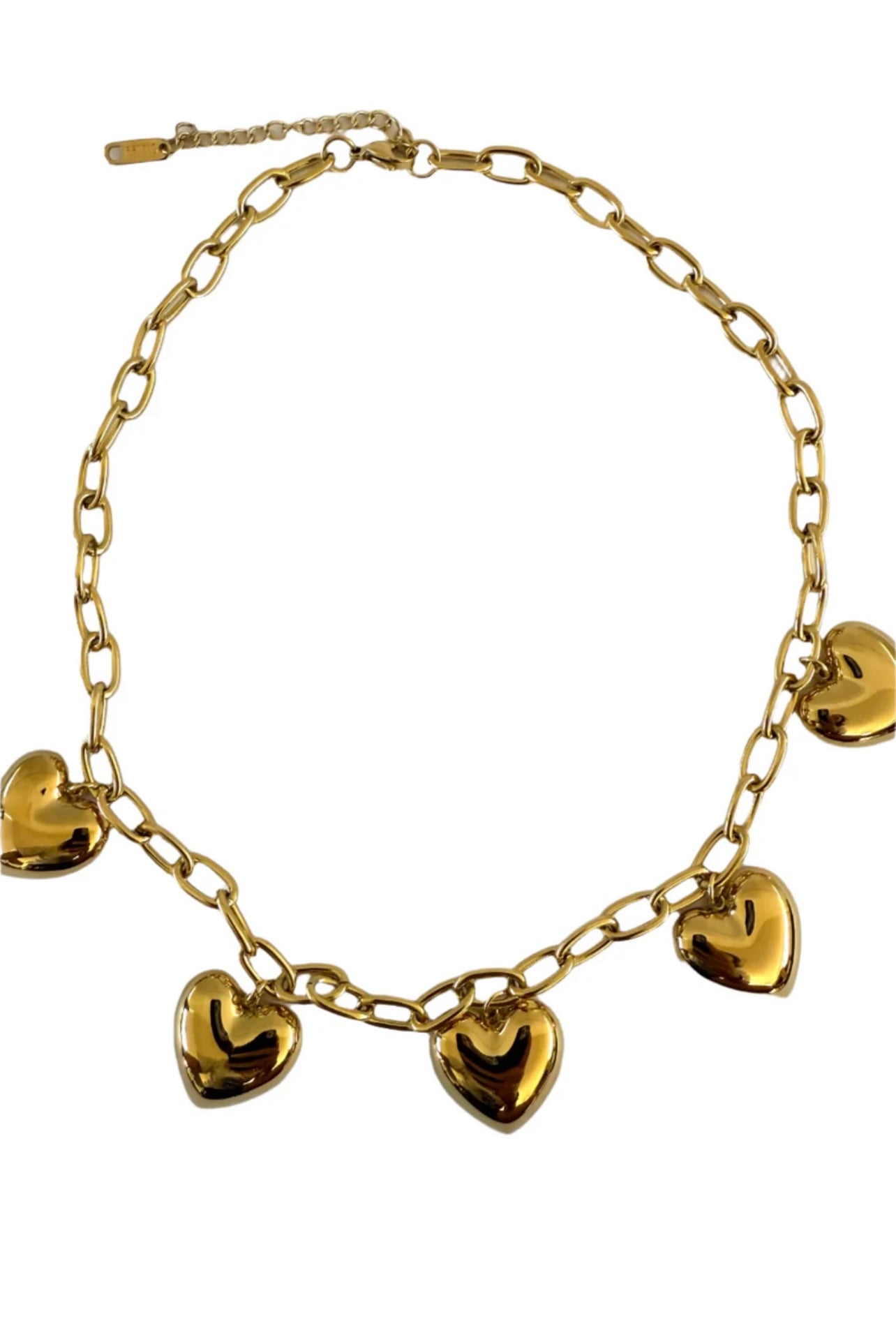 1975 Collection - 5 Heart Gold Charm Necklace