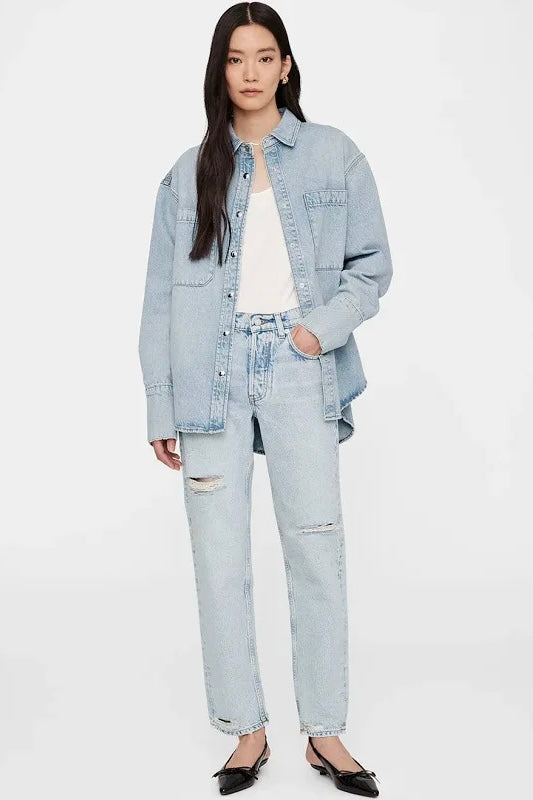 Anine Bing - Dante Denim Bleached Blue Shirt