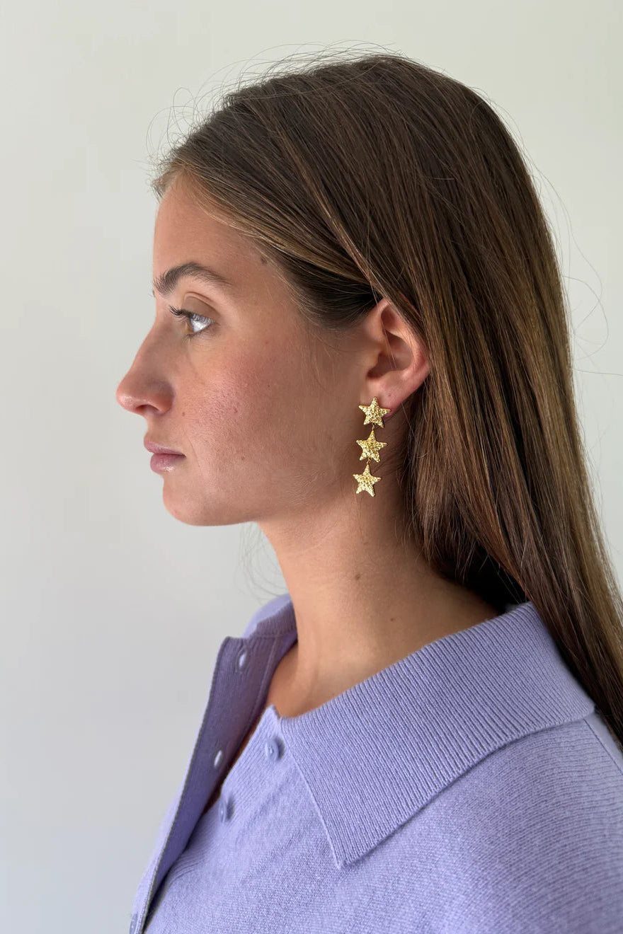 1975 Collection - 3 Star Gold Earrings