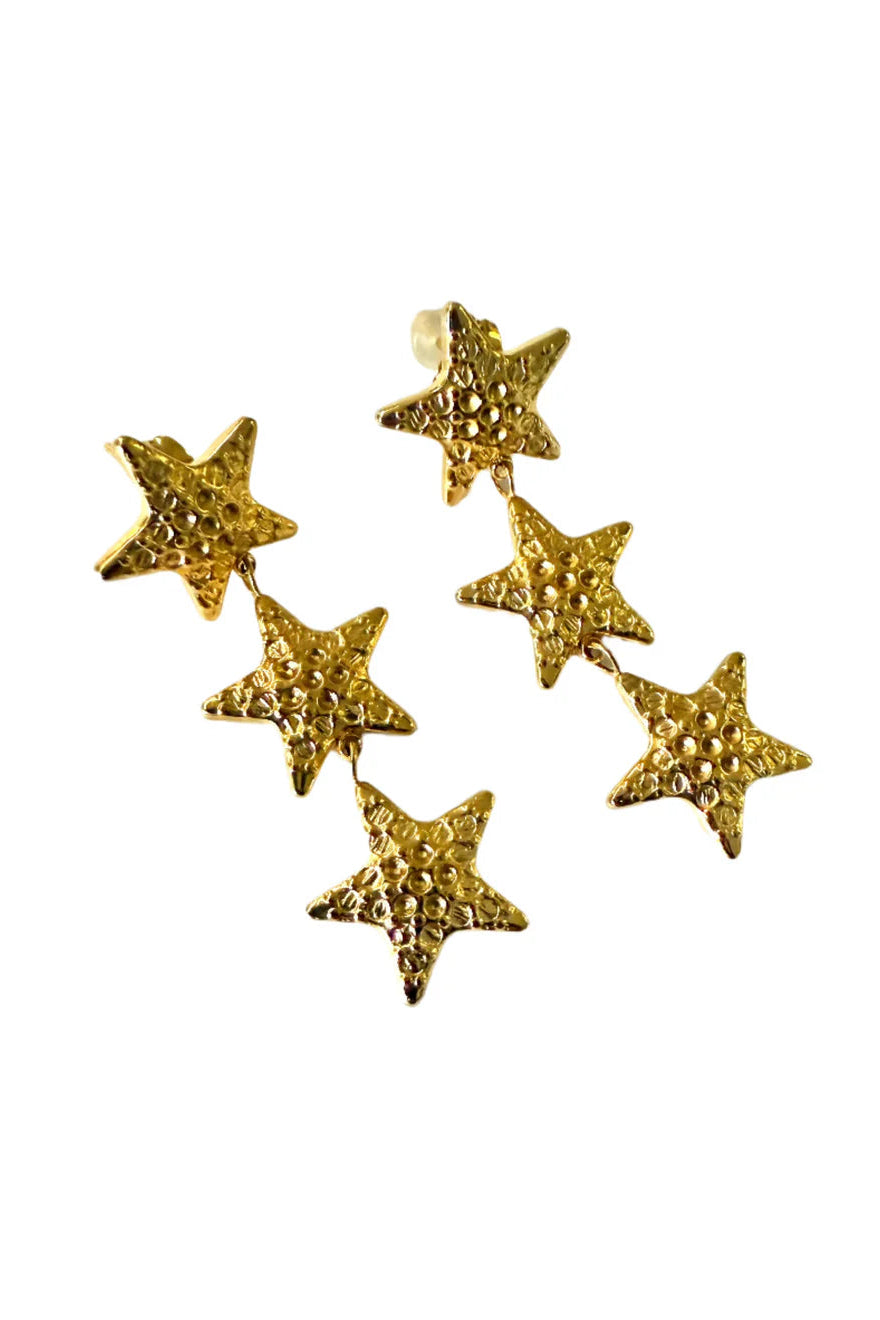 1975 Collection - 3 Star Gold Earrings