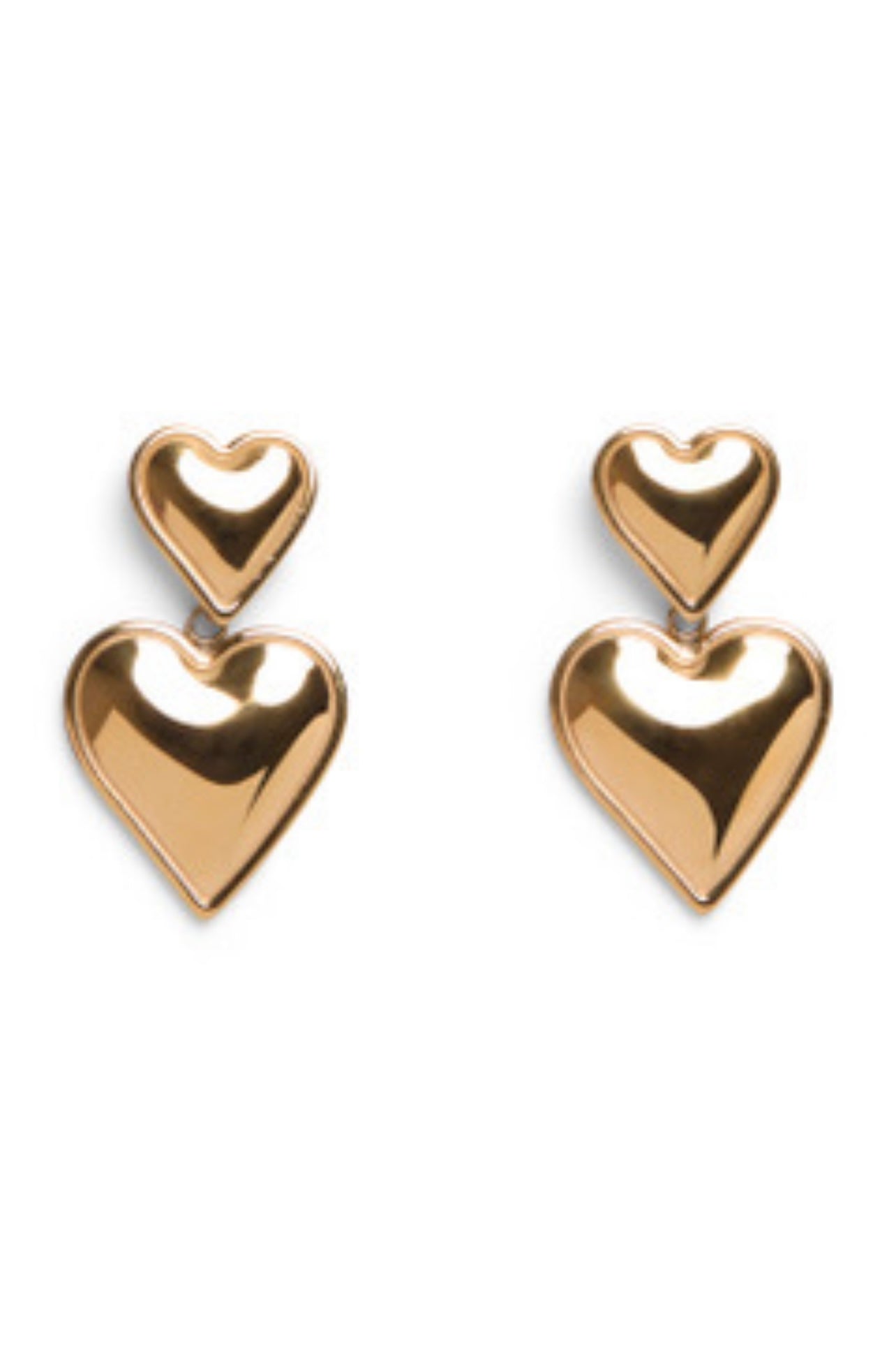 1975 Collection - Double Heart Gold Earrings