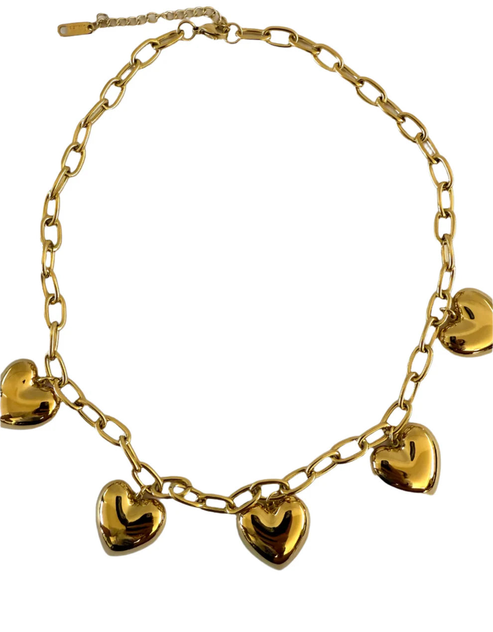 1975 Collection - 5 Heart Gold Charm Necklace