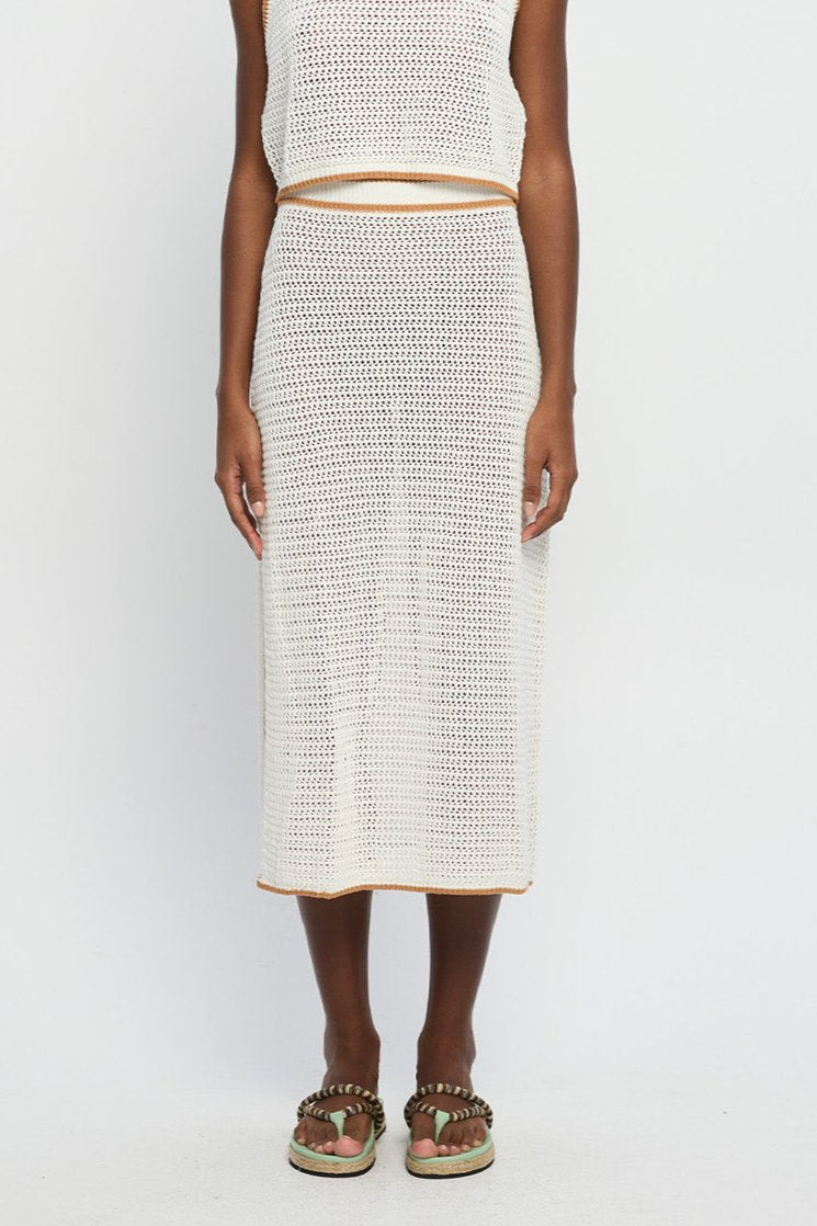 Kivari - Vivi Crochet Tan Trim Midi Skirt