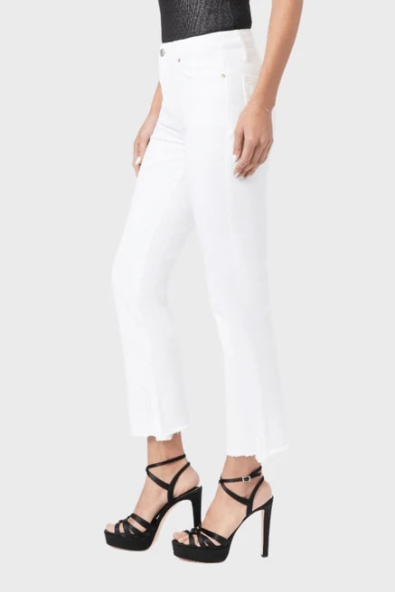 Paige - Cindy High Rise Straight Ankle Jean - White Noise